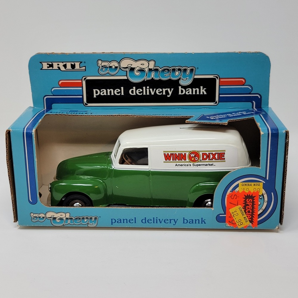 ERTL Diecast 1950 Chevy Winn Dixie Panel Delivery Truck Coin Bank  1:25 USA 1988